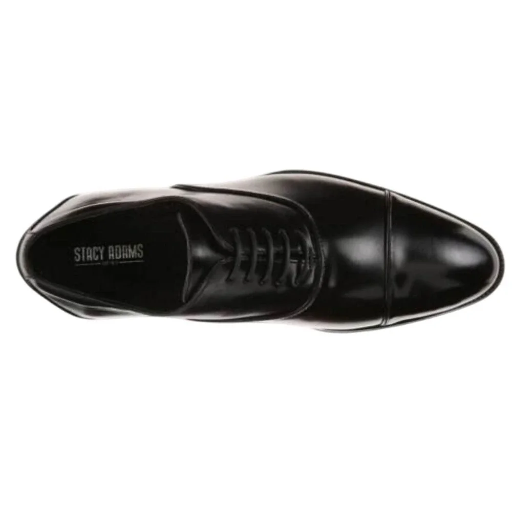 Stacy Adams Mens Black Leather Cap Toe Oxford Dress Shoes Formal Business Size 7